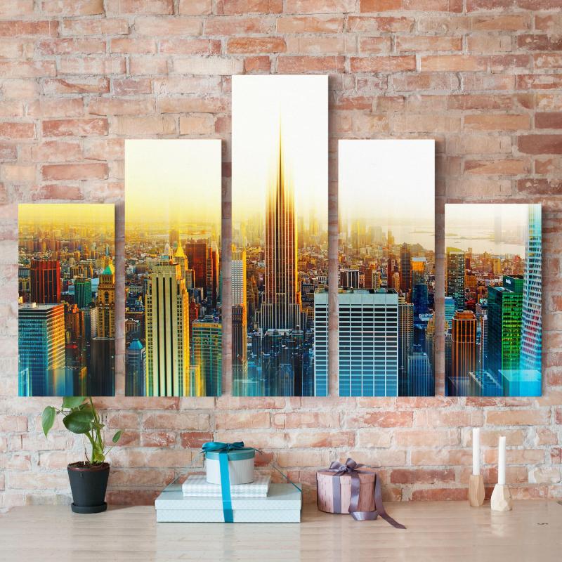 Päťdielny obraz Manhattan abstrakt