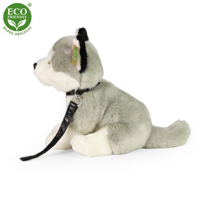 Plyšový pes husky sediaci s vodítkom 28 cm ECO-FRIENDLY