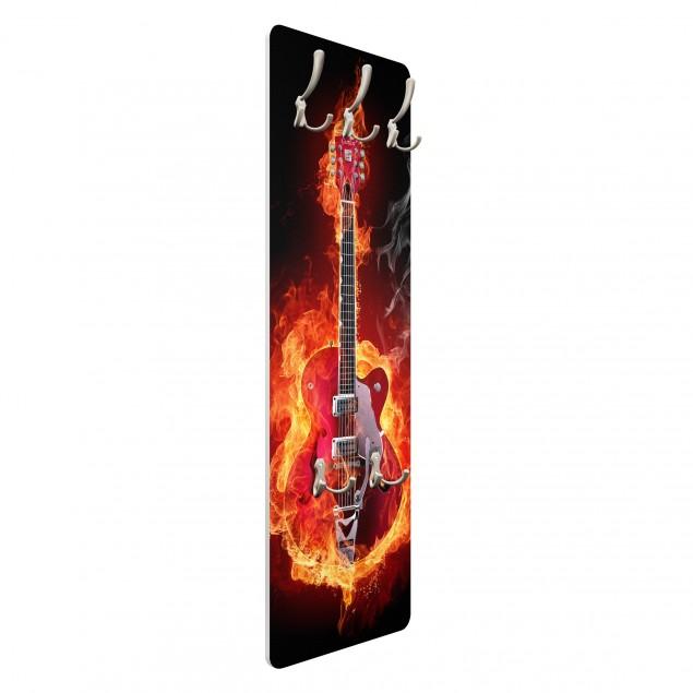 Vešiak na stenu Gitara v plameňoch