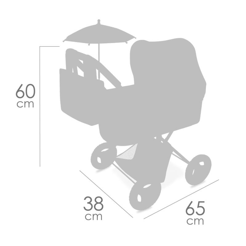 DeCuevas 85078 Skladací kočík pre bábiky so slnečníkom a taškou Verona 2024 - 60 cm