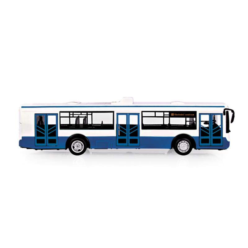 Autobus ktorý hlási zastávky česky 28 cm modrý