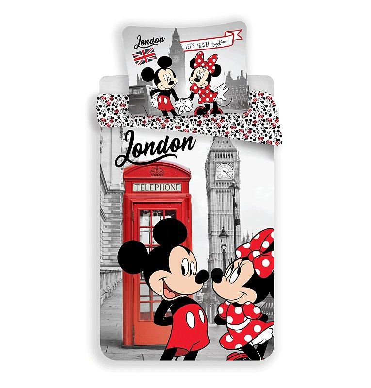JERRY FABRICS Obliečky Mickey a Minnie Londýn Telephone  Bavlna, 140/200, 70/90 cm