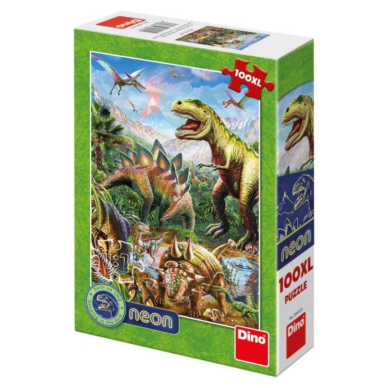 Puzzle 100XL Svet dinosaurov neon