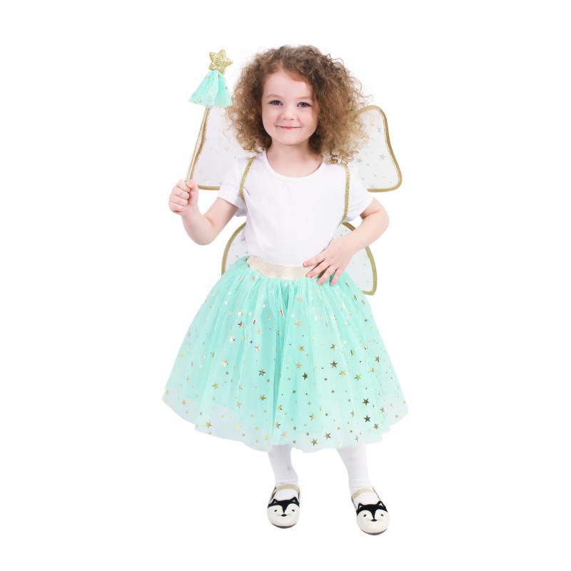 Detský kostým tutu sukne zelená víla s paličkou a krídlami