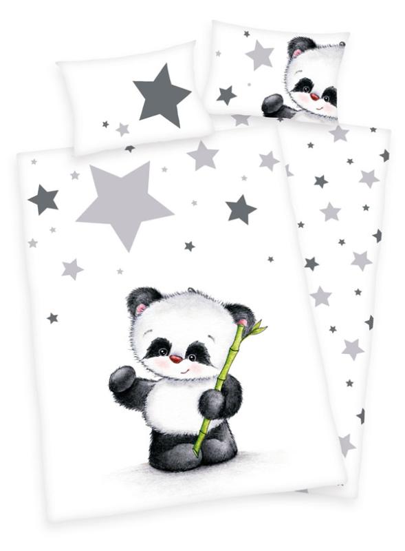 Obliečky do postieľky flanelové Panda 100/135, 40/60