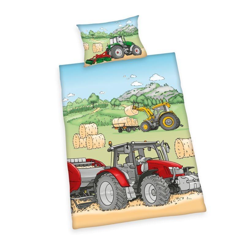 HERDING FLANEL BIO Obliečky do postieľky Traktor  Bio Bavlna Flanel, 100/135, 40/60 cm