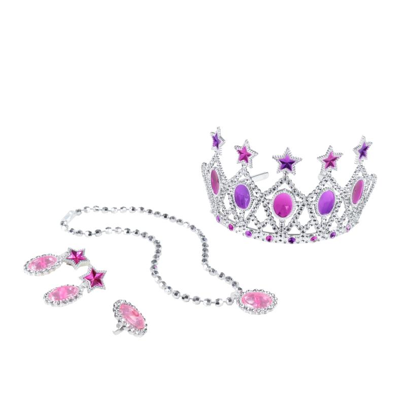 Korunka princezná s náušnicami a náhrdelníkom ružová