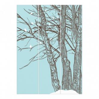 Súprava posuvnej záclony -Zimné stromy -3 panely