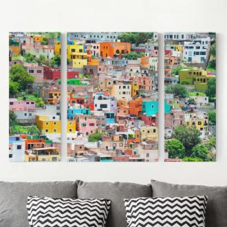 Trojdielny obraz Farebné domy pred Guanajuato