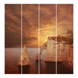 Súprava posuvnej záclony - Etretat západ slnka na útesoch - 4 panely
