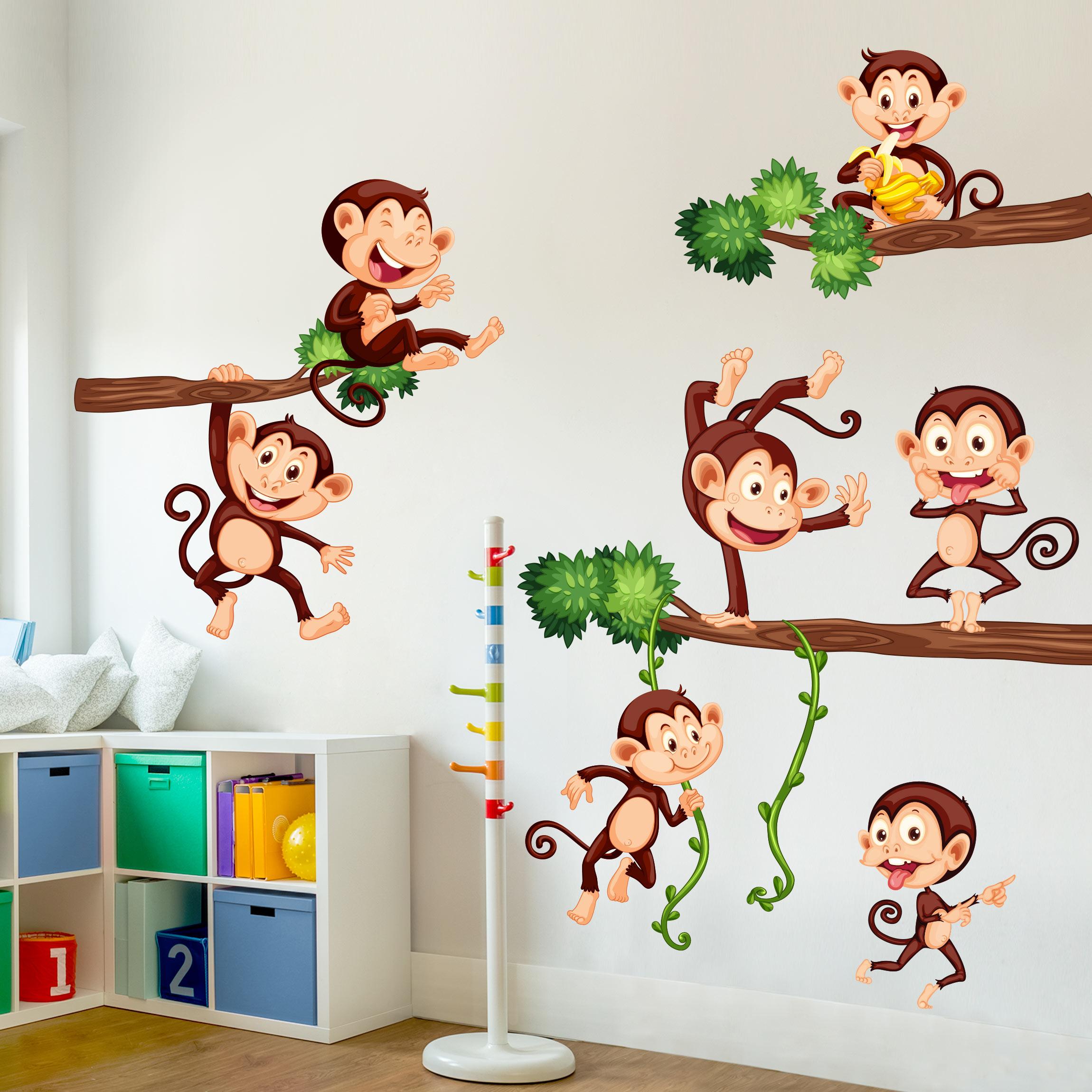 Samolepka na stenu Opičia rodinka
