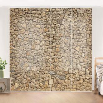 Súprava posuvnej záclony - Staré múry dlažbového kameňa - 4 panely