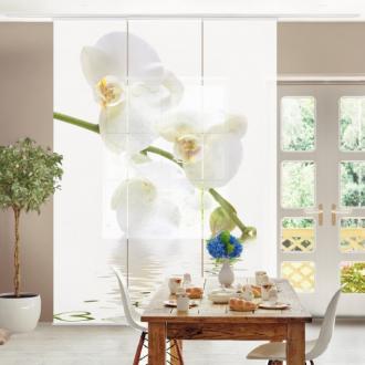 Súprava posuvnej záclony -Biela orchidea Vody -3 panely