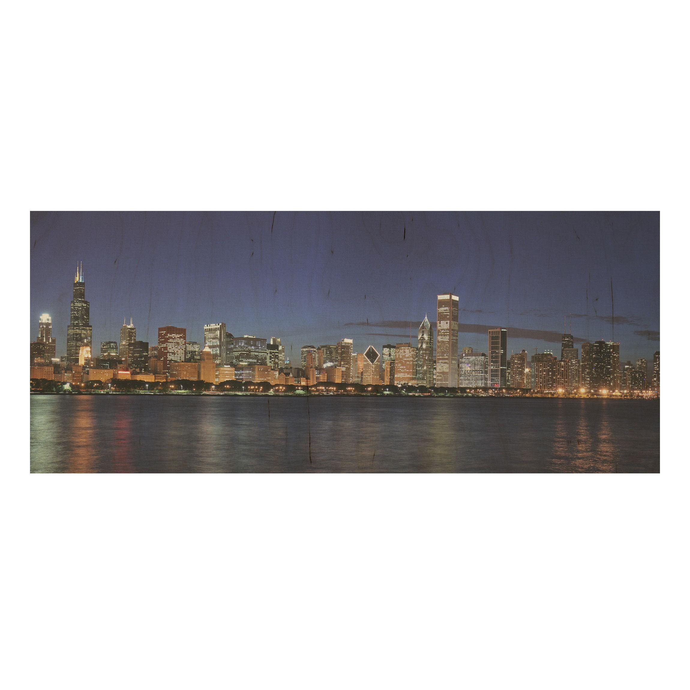 Drevenné obrazy Chicago v noci