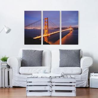 Trojdielny obraz Most Golden Gate v noci 2:1