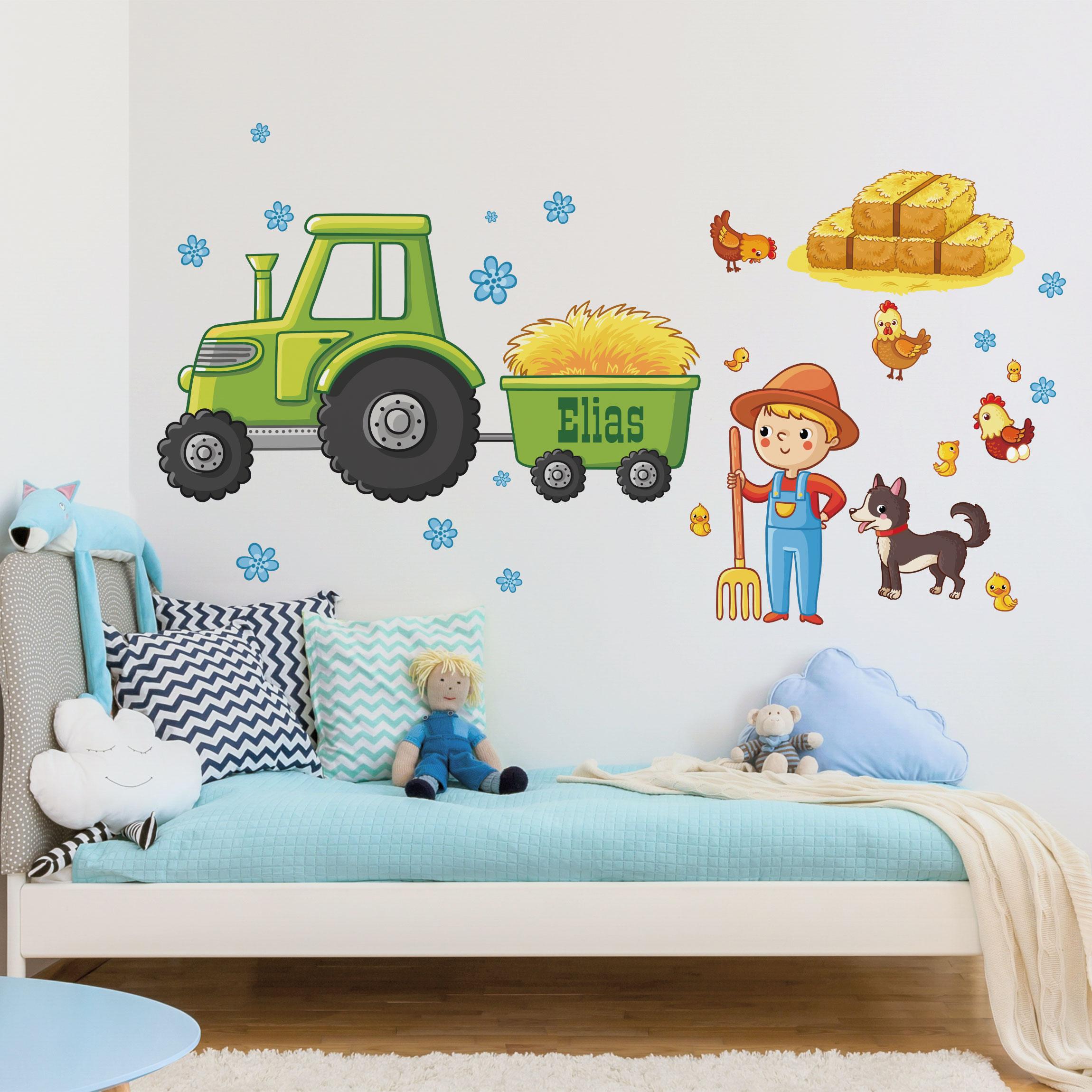 Samolepka na stenu Chlapec a traktor