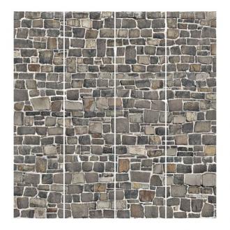 Súprava posuvnej záclony - Kamenná stena z drveného kameňa - 4 panely