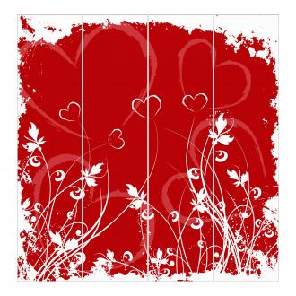 Súprava posuvnej záclony - Srdce kvety - 4 panely