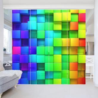 Súprava posuvnej záclony - 3D Cubes -4 panely