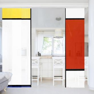 Súprava posuvnej záclony - Piet Mondrian - Zloženie -3 panely