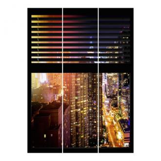 Súprava posuvnej záclony -Žalúzie s oknami - Manhattan v noci -3 panely