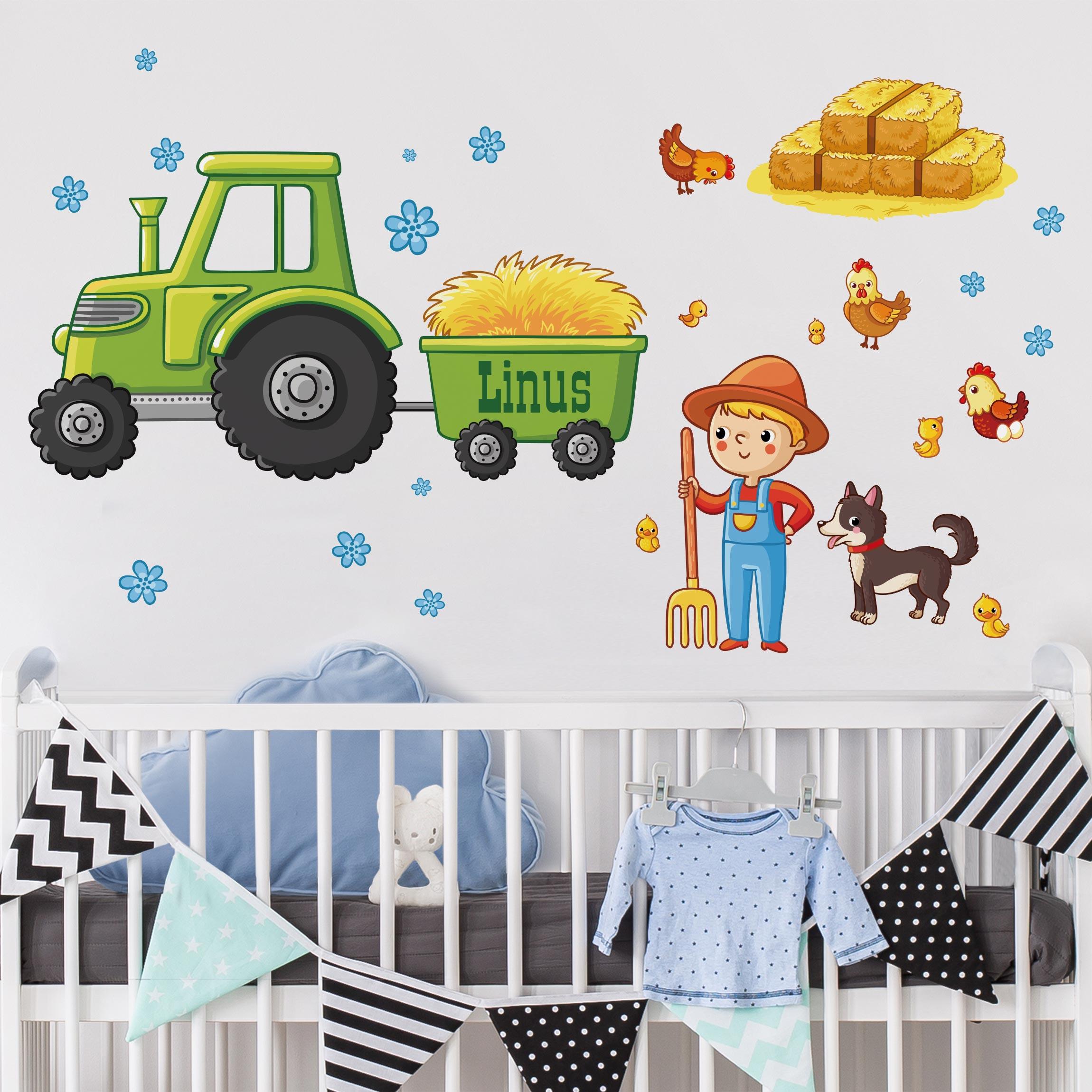 Samolepka na stenu Chlapec a traktor