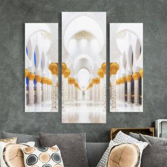 Trojdielny obraz Mešita v zlate