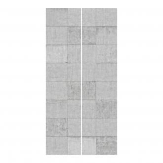 Súprava posuvnej záclony - Concrete Tile Look Grey -2 panely