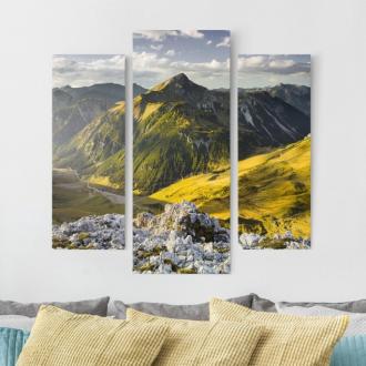 Trojdielny obraz Hory a údolie Lechtalských Álp v Tirolsku