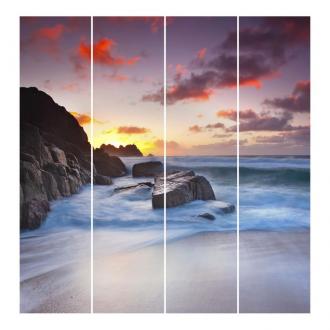 Súprava posuvnej záclony - Pri mori v Cornwallu- 4 panely