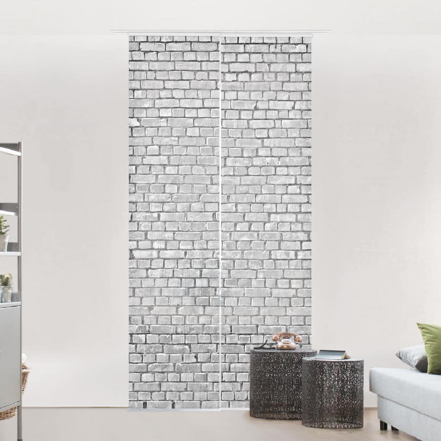 Súprava posuvnej záclony - Brick Tile Wallpaper Black - 2 panely